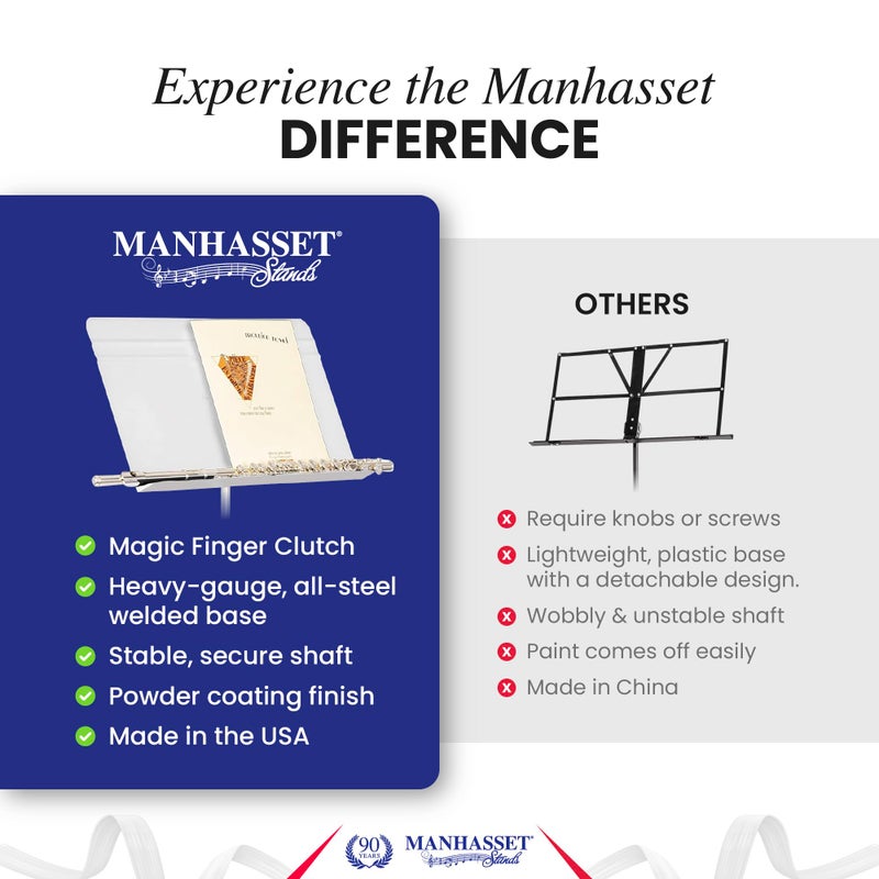 Manhasset حامل موسيقي مانهاست للموسيقى الورقية - طراز السيمفوني 48 - 4801MWH - حامل مانهاست طويل الأمد وقوي - ارتفاع قابل للتعديل - 20" × 12" - Image 5